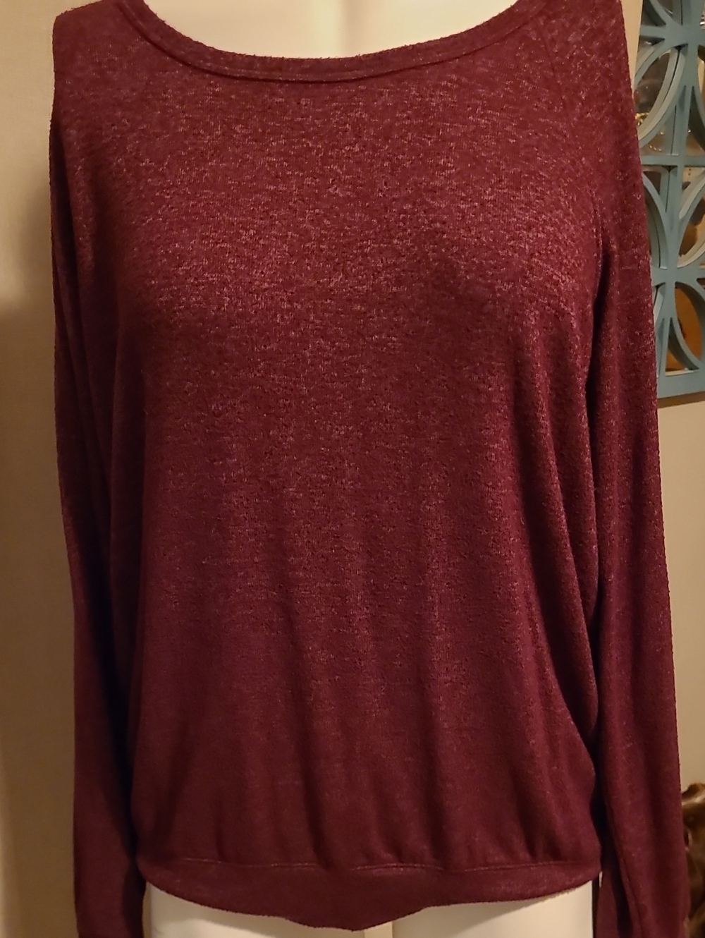 Buffalo David Bitton Burgundy Scoop Neck Long Sleeve Sweater